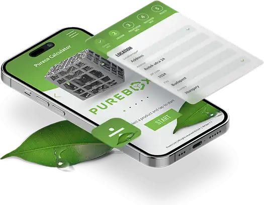 Pureco csapadékvíz-kalkulátor – tervezői felület és mobilalkalmazás